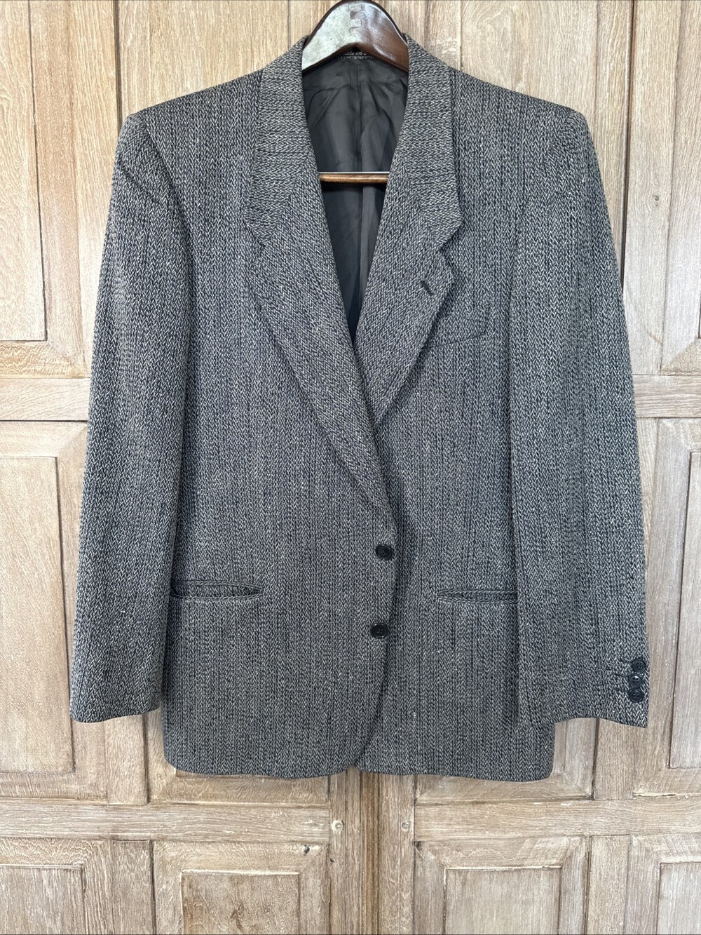 Vintage Giorgio Armani 40R Wool Silk Herringbone Blazer Sport Coat Italy